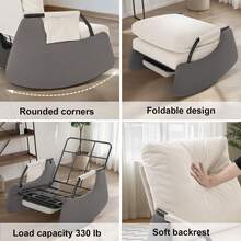 Silla reclinable Mecedora para Adultos, Moderna Silla reclinable tapizada de Felpa con Bolsillo Lateral, Tres Niveles de Ajuste, sillas Modernas para sofá de guardería - Blanco - Ver 6