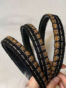 1pc Korean Style Ins Golden Chain Decor Braided Headband, Elegant High-End Fashion Commuting Hair Hoop, Women Graceful Hair Accessory ,Hair Band ,Diadema - Multicolor - View 3