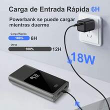 Power Bank 22.5W,20000 mAh Carga Rápida Bateria Portátil,USB C Input & Output Banco de Batería Delgada Pantalla LED Compatible con iPhone Serie, Android, ,etc.,37429658 - Granate - Ver 6