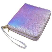120 Slots Nail Stamping Plate Holder Case Laser Style Rectangular Manicure Nail Art Plate Organizer With Double Zipper Nail Template Case A, Nail Supplies, Makeup, - A - 查看 5