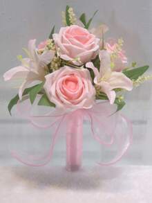 1 Bouquet Small Artificial Rose Wedding Bride & Bridesmaid Bouquet, Colorful Forest Theme Wedding Bouquet, Elegant Wedding Party Photo Decor Flowers, Christmas, Daily Gift