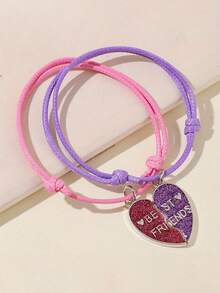 朋友心形手绳两件套，送给朋友的最佳礼物，开学季，情人节 - 彩色 - 查看 6