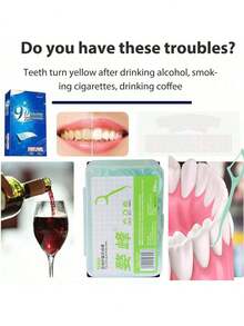 1 Box 9D Teeth Cleaning Sticks + 1 Box Dental Floss, Teeth Cleaning & Stain Removal Oral Care Set - White - View 9