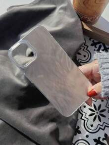 1个银色羽毛纹理纯色简约时尚可爱少女可变形图案手机壳，高品质IMD全包防摔银色羽毛渐变波纹亮银激光闪亮奢华艺术风格手机壳，兼容苹果//OPPO/VIVO/荣耀//红米/传音手机 - 彩色 - 查看 6