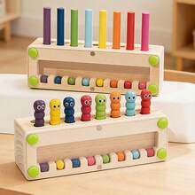 Caixa de Classificação e Combinação de Madeira para Inserção de Palitos, Jogo de Correspondência de Cores e Treinamento de Coordenação Olho-Mão, Jogo Sensorial Cognitivo, Brinquedos e Presentes de Aniversário, Natal e Ano Novo - Caixa para Combinar Cores - Visão 2