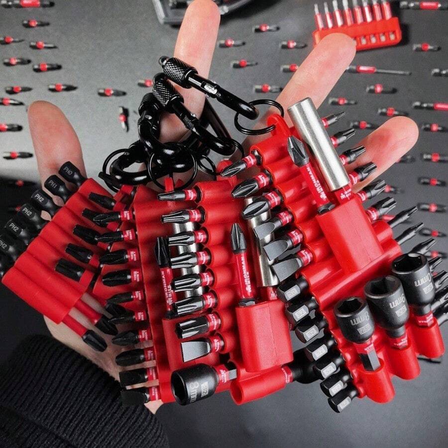 22pcs/Set Electric Screwdriver Bit Set, Black Magnetic Sleeve Bits, Hex, Torx, Slotted Bits Storage Rack - Multicolor - View 1