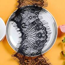 10cm Wide Fashionable Eyelash Lace Trim, Black & White Mesh Fabric, Suitable For Sewing, Crafts, Clothing, Home Decor And Wedding Decoration - Multicolor - View 10