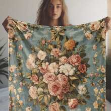 A Comfortable Bohemian Vintage Wildflower Blanket,Super Soft Flannel Printed  Blanket,As Birthday Gifts, Family, Wedding, Souvenir Blankets, Polyester Blankets Suitable For All Seasons, Washable, Machine Washable, Lightweight, Breathable, Comfortable, Warm, Unique, 280gsm For Him, Her Personalized Ideal Gifts For Her, Him, Family, Boyfriend, Girlfriend, Father, Family, Mother, Lover, Daughter, Son, Grandfather, Grandmother, Teacher,Doctor, Nurse,Friend, Classmate, Pet.Perfect Nap, Camping, Travel, Home, Daily Life, Office Decoration, Birthday, Anniversary, Valentine's Day, Thanksgiving, Graduation Season,Christmas, Halloween, Mother's Day, Father's Day, Wedding, New Year Gifts ,Sofa,Bed,Car,Bedroom,Living Room,Office,  Outdoor Camping, Beach,Wall Decoration - 多色16 - 查看 2
