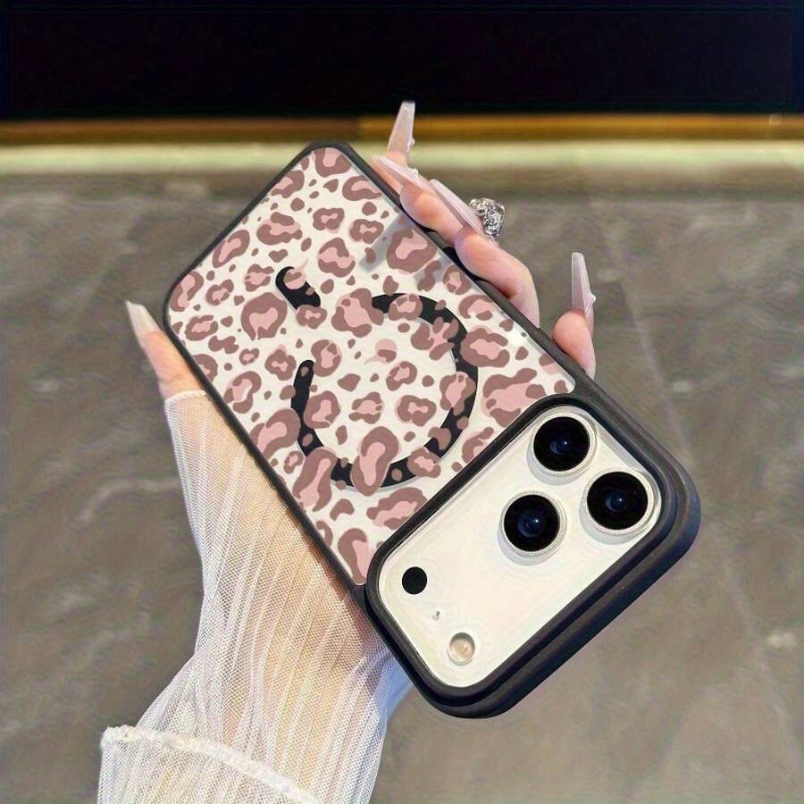Funda de Teléfono Linda Una Pequeña Funda de Teléfono Rosa con Estampado de Leopardo que Soporta Carga Inalámbrica, Es Resistente a Caídas, Tiene una Sensación Similar a la Piel y Es Compatible con iPhone 17 Pro Max, 17 Air, 16, 15, 14 Plus, 13, 12, 11, y Galaxy A56, A55, A54, A36, A35, A26, A25, A16 Funda Protectora Delgada a Prueba de Golpes - 1 pieza - Ver 1