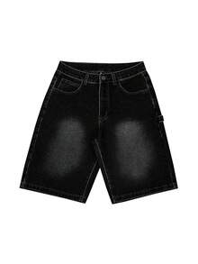 Men's Casual Denim Shorts, Street Fashion Jeans - Black - View 4