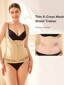 Entrenador de cintura para mujeres, corsé moldeador, cinturilla reductora, control de abdomen, moldeador corporal, faja - Beis - Ver 4