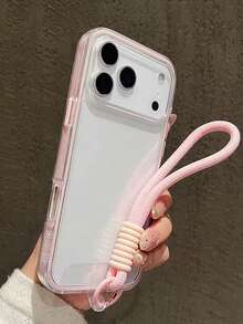 1pc Minimalist Dopamine Colorful Frame Phone Case, Compatible With IPhone 17/17 Air/17 Pro/17 Pro Max/16/16 Pro/16 Plus/16 Pro Max/15 14 13 12 Pro Max 11, Matte Transparent Full Body Protective Shockproof Case - Pink - View 4