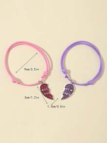 朋友心形手绳两件套，送给朋友的最佳礼物，开学季，情人节 - 彩色 - 查看 2