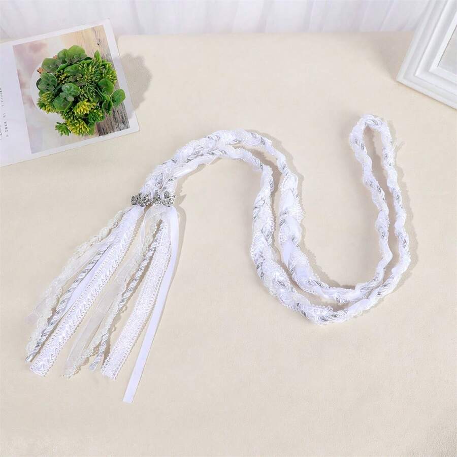 Wedding Handfasting Cord Elegant Lace Ribbon Lasso Rope Traditional Lazo Cord For Ceremony Party - trắng - Xem 1