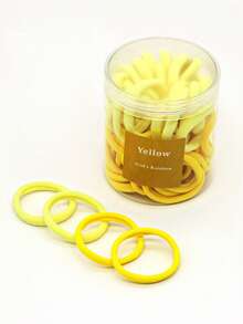 50pcs/Bottle Women's Basic High Elasticity Hair Ties, Ponytail Holders ,Hair Rubber Bands ,Scrunchies ,Hair Rope Head Accessories - Yellow - View 3