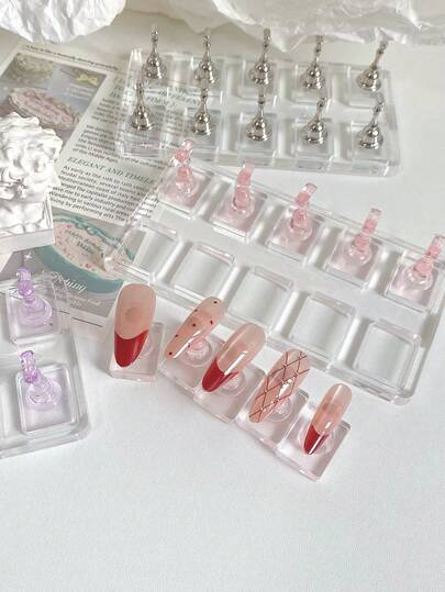 Nail Art Decoration Supplies - Transparent Nail Practice Stand, Acrylic Nail Tips, Nail Polish Gel Practice Palette, Nail Art Photography Display Props, Cross-Border Nail Art Materials & Accessories