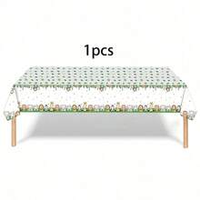 12/4/6 Peças Toalha de Mesa com Tema de Animais da Selva e Zoológico, Design de Leão da Floresta, Toalha de Mesa Descartável e À Prova d'Água para Decoração de Festa de Aniversário, Uso Externo, Pátio, Casa, Festa, Jantar - Verde - Visão 9