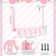 1pc Pink Heart/Bow Shape 5-Hook Over The Door Hanger Rack, Multi-Function Wardrobe Storage Organizer, Bedroom Bathroom Clothes Towel Bag Holder