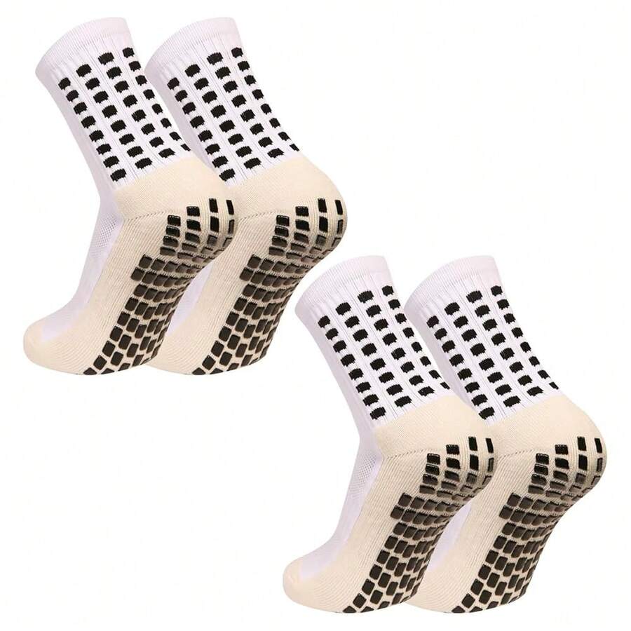 Men's Grip Soccer Socks Anti Slip Athletic Socks Non Slip Football Basketball Socks With Grip Pads2/4/6 - 2White - 查看 1