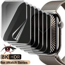 5Pcs Anti-Peeping Privacy Soft Film, Ultra-Thin Hydrogel Waterproof Shock-Absorbing Screen Protector Anti-Scratch Smooth Touch Full Coverage Anti-Drop Watch Screen Protector Compatible With Apple Watch Ultra 49mm 45mm 44mm 42mm 41mm 40mm 38mm Compatible With Iwatch Series 11/10/9/8/7/6/SE 5 4 - Clear - View 3