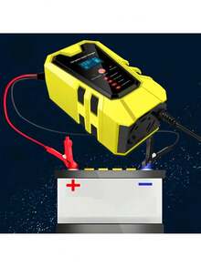 Cargador automático de batería de automóvil de 12V 6A: pantalla digital, reparación de pulsos de energía, ácido de plomo seco y húmedo - Amarillo - Ver 8