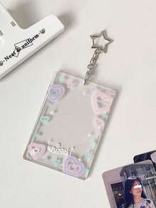 1 PC Colorful Love Transparent Card Holder Large Size Keychain Bag Pendant Meal Card Campus Card Photo Protective Cover, Back To , First Day Of School - Multicolor - View 14