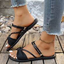 Women's Fashionable Slip-On Sandals, Casual Wear For Summer - Black Flower - View 12