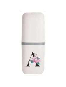 1pc A-Z Initial Floral Travel Toothbrush Holder, 2-In-1 Portable Toothbrush & Toothpaste Storage Cup, Personalized Letter Bathroom Storage Box For Travel, Business Trip, Camping, School, Suitable For Easter, Mother's Day Gifts - Multicolor - View 23