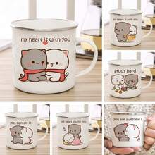 Nueva taza esmaltada de gato melocotón y Goma, taza para café, té, lindo animal, desayuno, postre, leche, taza de agua, regalo para pareja - 21 - Ver 12