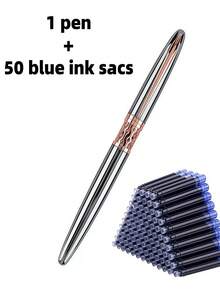 51件套（1支圆珠笔+50支笔芯）镂空金属圆珠笔，高端优雅，4种颜色可选，书写流畅，适合日常书写、学校、办公室、商务签名，是节日送礼佳品。 - 1 pen+50 ink sacs - 查看 17