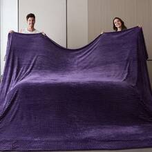 Oversized King Fleece Blanket 120x120 Inches, Seamless Soft Cozy 3D Jacquard Flannel Blanket 10'x10' Extra Large For Bed, Sofa, Couch, Travel & Camping, California King Throw, Purple - Wave CT21NV - 紫色 - 方塊圖案 - 查看 2