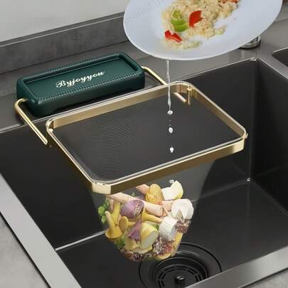 Corner Drain Filter For Kitchen Sink, With 50 Mesh Bags - Square Support Angle Design, Foldable Sink, Highly Efficient For Organizing The Kitchen, Suitable For Collecting Food Residues, Vegetable, Meat, And Fruit Collectors
