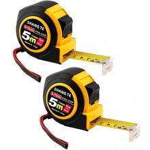 1m/5m Shock-Resistant Coated Retractable Tape Measure, Self-Locking Steel Ruler, Suitable For Body Measurement, Home Use, Construction, Woodworking, Design, Office And Other Measurement Tools - Yellow+Black - View 11