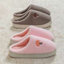 A Pair Of Cute Cotton Indoor Slippers In Pink, White Or Beige Colors. They Are Comfortable And Warm. With Thick Soles And Anti-Slip Design, They Are Perfect For Wearing At Home Or In School. - Màu Khaki - Xem 2