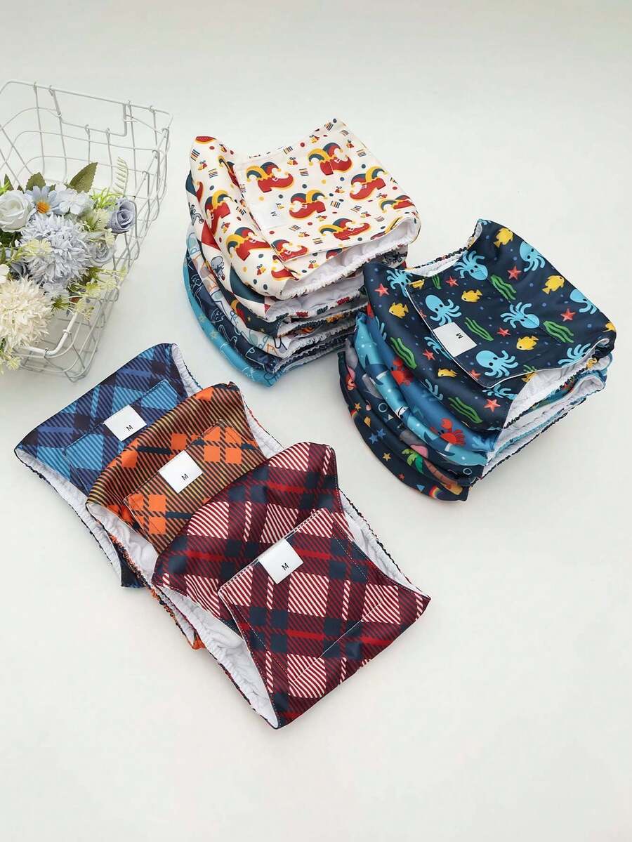 1件装可水洗公狗腹带 - 可水洗公狗腹部包裹带，小型犬尿布，适合幼犬 - 彩色 - 查看 1