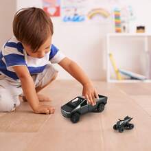 TendenciaCarros De Juguete Colección Tesla Cybertruck Con Moto 1:32Calidad premium - Gris - Ver 8