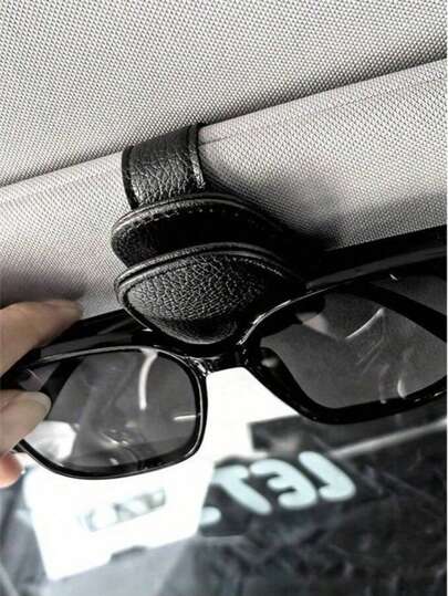 1Pc Universal Car Sun Visor Glasses Clip, PU Material, Auto Eyeglasses Holder, Vehicle Interior Accessories, Eyewear Storage Bracket Sun Travel Cool Suitable For Self-Driving Travel, Vacation, Back To School, Weekend Camping, And Can Also Be Given As A Gift To Mother, Girlfriend, Boyfriend, Father, A Perfect Gift Travel Essentials Travel Accessories Travel Bag Vacation Holiday School Stuff Glasses Case Fashion Glasses Women