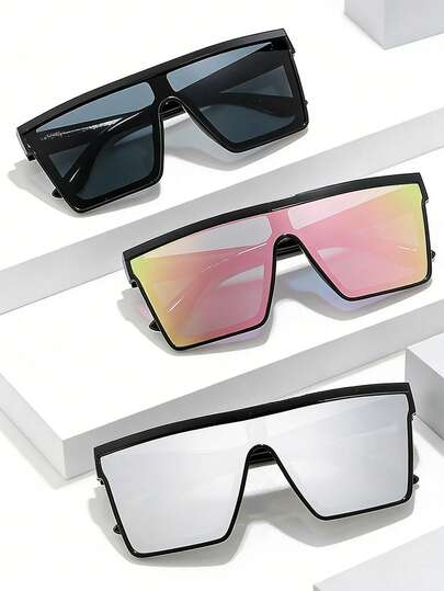 1副方形镜框时尚骑行驾驶朋克风超酷眼镜，适合旅行、骑行和外出佩戴