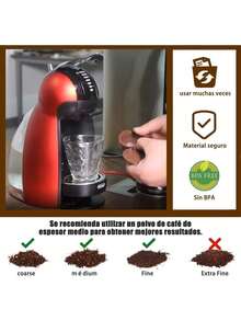 Café recargable reutilizable, cápsula de café de 6piezas con filtro, presión aumentada para máquina de café , con cuchara de café, cepillo (Color mixto),37361979 - Púrpura polvoriento - Ver 2