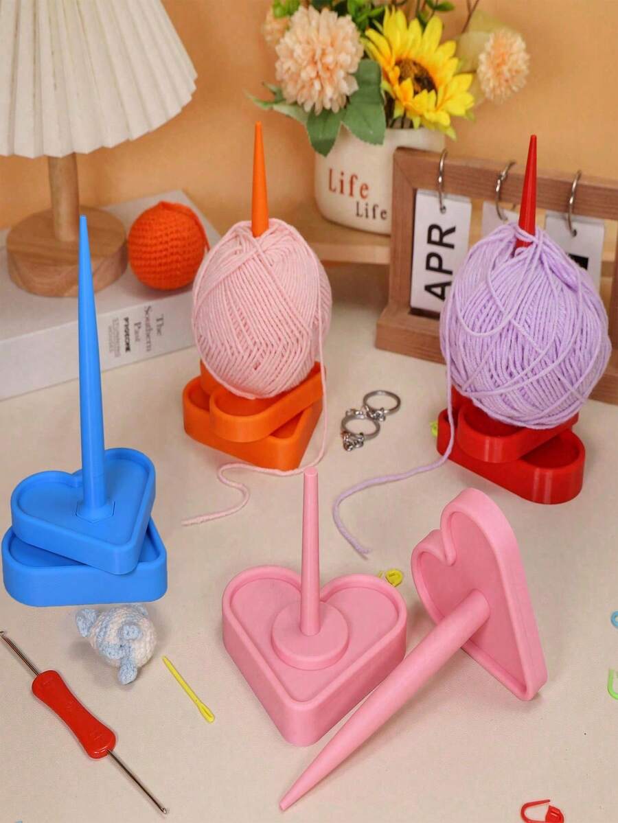 3D Printed Upright Yarn Winding Rack, Shiny Heart-Shaped Design Knitting Rotating Plastic Tool, Yarn Spinning Organizer - Yarn Holder - View 1