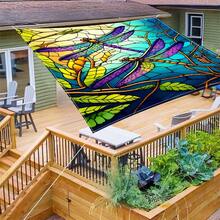 1PC 2D Digital Printing Dragonfly Art Outdoor Printed Sunshade Fabric With Printed Patterns, Windproof, Detachable, Lightweight, Semi-Shaded, Dustproof And Wear-Resistant