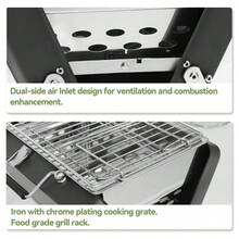 REDSUN Portable Foldable Charcoal Grill, Sturdy Stainless Steel Outdoor BBQ Rack, Folding Home/Camping Barbecue Oven