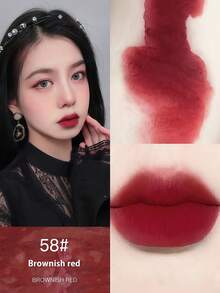 NOVO 二合一哑光唇膏，防晕染，持久不脱妆，适合学生，素颜，聚会，通勤，节日，派对 - 58#棕紅色 - 查看 8
