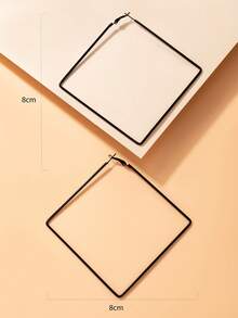 imoli 一对欧美时尚夸张创意金属几何钻石方形耳环，独特耳钉，适合派对装扮 - 彩色 - 查看 5