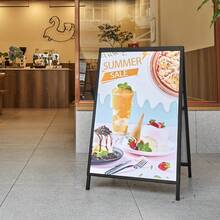 Letrero de acera  con marco en forma de A, soporte deslizable resistente de 61 x 91 cm, letreros sándwich plegables de doble cara, póster de acero para pavimento, para publicidad exterior (solo marco) - Negro - Ver 9