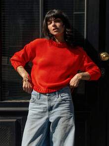 2026 Women's Red Elegant Knitwear Pullover With Heart Back Cutout And Lace-Up Detail Long Sleeve Regular Length Medium Stretch Sweater A Must-Have Fashionable Outfit For Spring And Valentine's Day. - Red - View 2