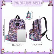 Official Tokidoki Unicorno Backpack With Keychain For Women Men, Cartoon Large Capacity Travel Laptop Book Bag Casual Daypack Shoulder Bag - 薰衣草色 - 查看 2