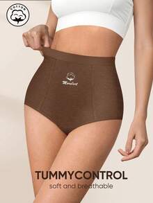 Women's Mid/High Waist Seamless Briefs, Comfortable & Breathable, Skin-Friendly, Minimalist Design - Coffee Brown - View 4