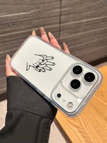 1 pieza Funda de teléfono suave con cobertura completa antideslizante y a prueba de golpes con diseño de "Pareja tomados de la mano" - Compatible con iPhone 17/17 Air/17 Pro/17 Pro Max/16/11/16 Pro/16 Plus/16 Pro Max/16e/15 Pro Max/13/14/12/XS/XR/7G/8P - transparente - Ver 3