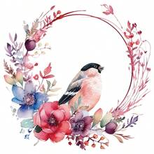 1pc Lively Bird Wreath Window Sticker, Removable PVC Self-Adhesive Decal, Suitable For Spring Bedroom, Living Room, Balcony And Shop Window Decoration - Multicolor - View 12